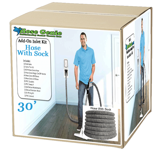 Hose Genie Add-On 30ft Retractable System installation kit w/sock (600 – 800 sq/ft area) 1 Hide-A-Hose Kit