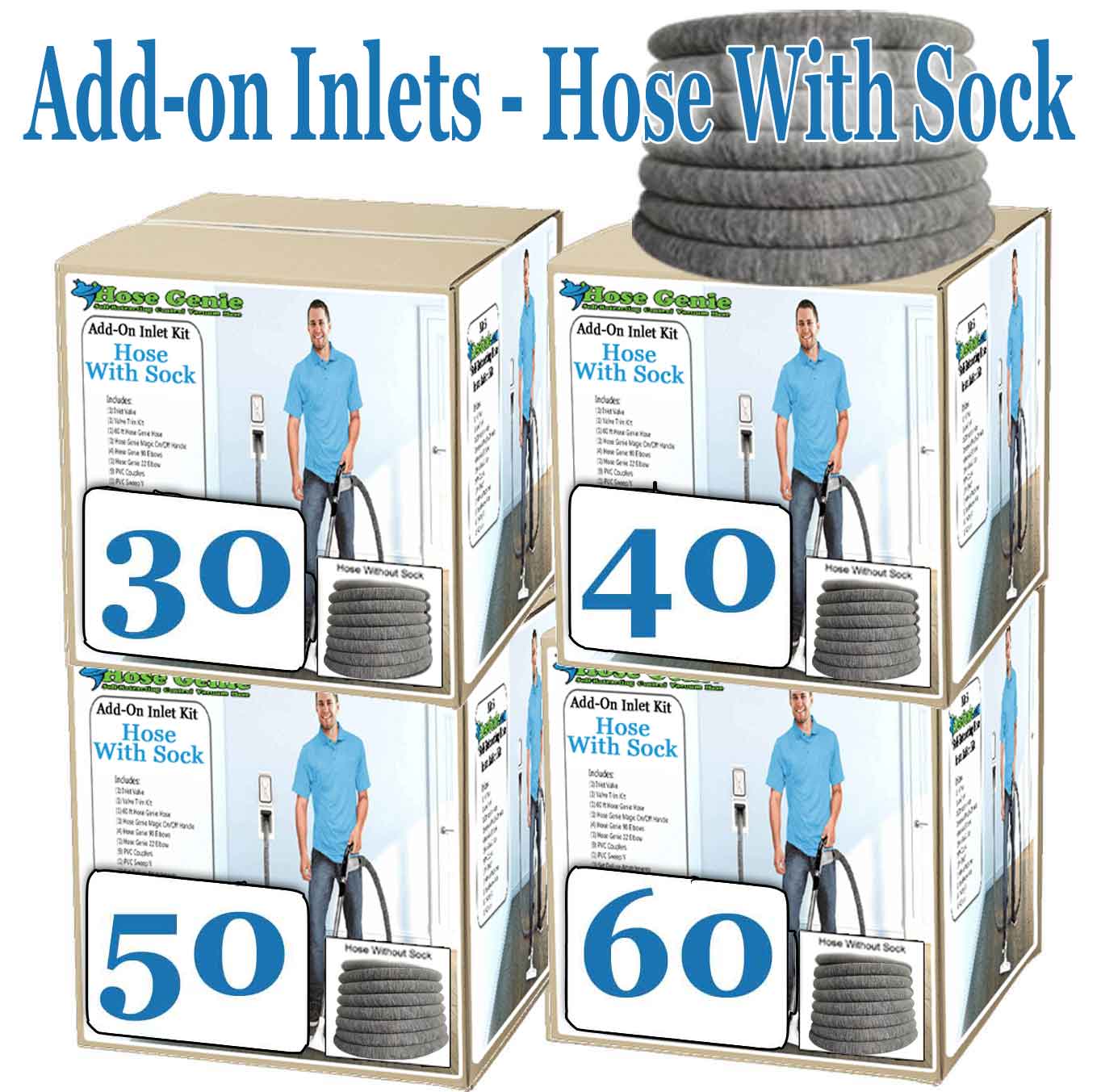 #1 Best Selling Hose Genie Add-On Inlet Kits: 30', 40', 50', 60' - (Hose With Sock) 1 Hose Genie Hide-A-Hose Kits Add-on with sock
